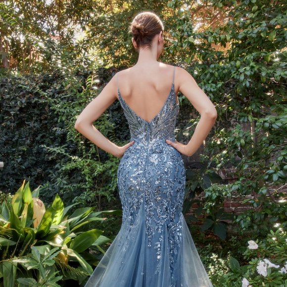 NEW LONG OFF THE SHOULDER SLEEVELESS MERMAID DRESS WITH ZIPPER BACK AL A1118 - Picture 5 of 10